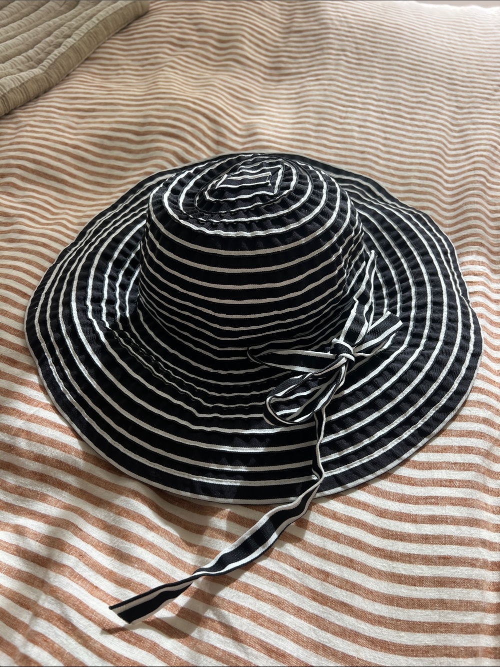 San Diego Hat Co. | Black and White Striped Sun Hat | Foldable for Travel